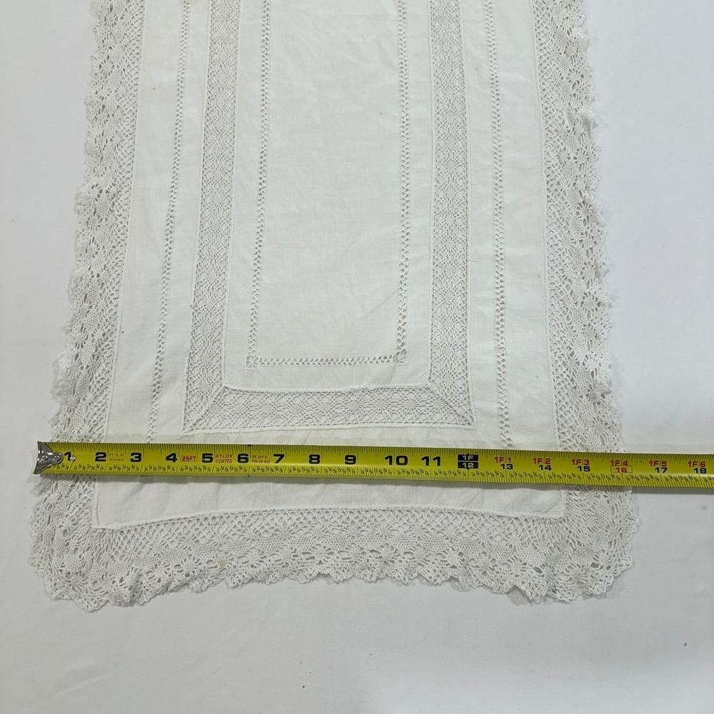 Vintage Crochet Lace Table Runner 52x17 White Openwork - Picture 6 of 7
